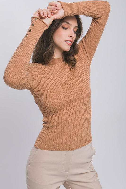 Fitted Ribbed Knit Sweater