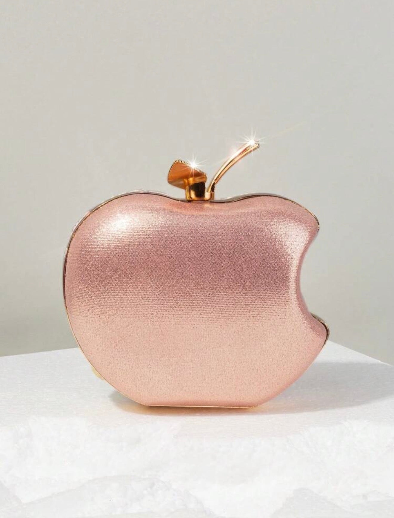 PINK APPLE SHAPED SEQUIN EVENING CLUTCH