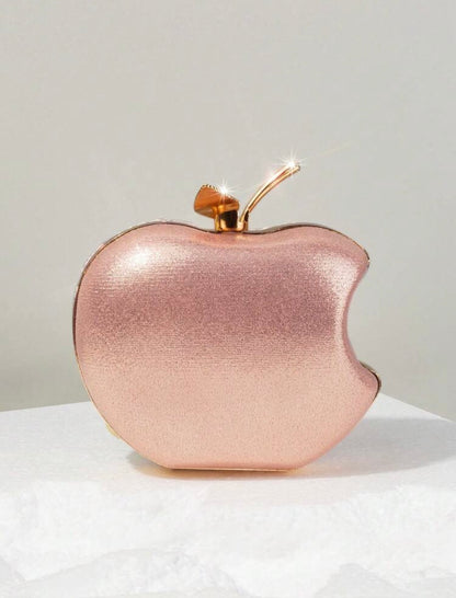 PINK APPLE SHAPED SEQUIN EVENING CLUTCH