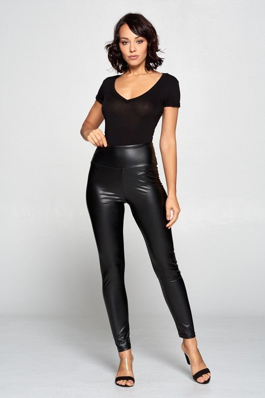 FAUX LEATHER PRINT PU LEGGINGS