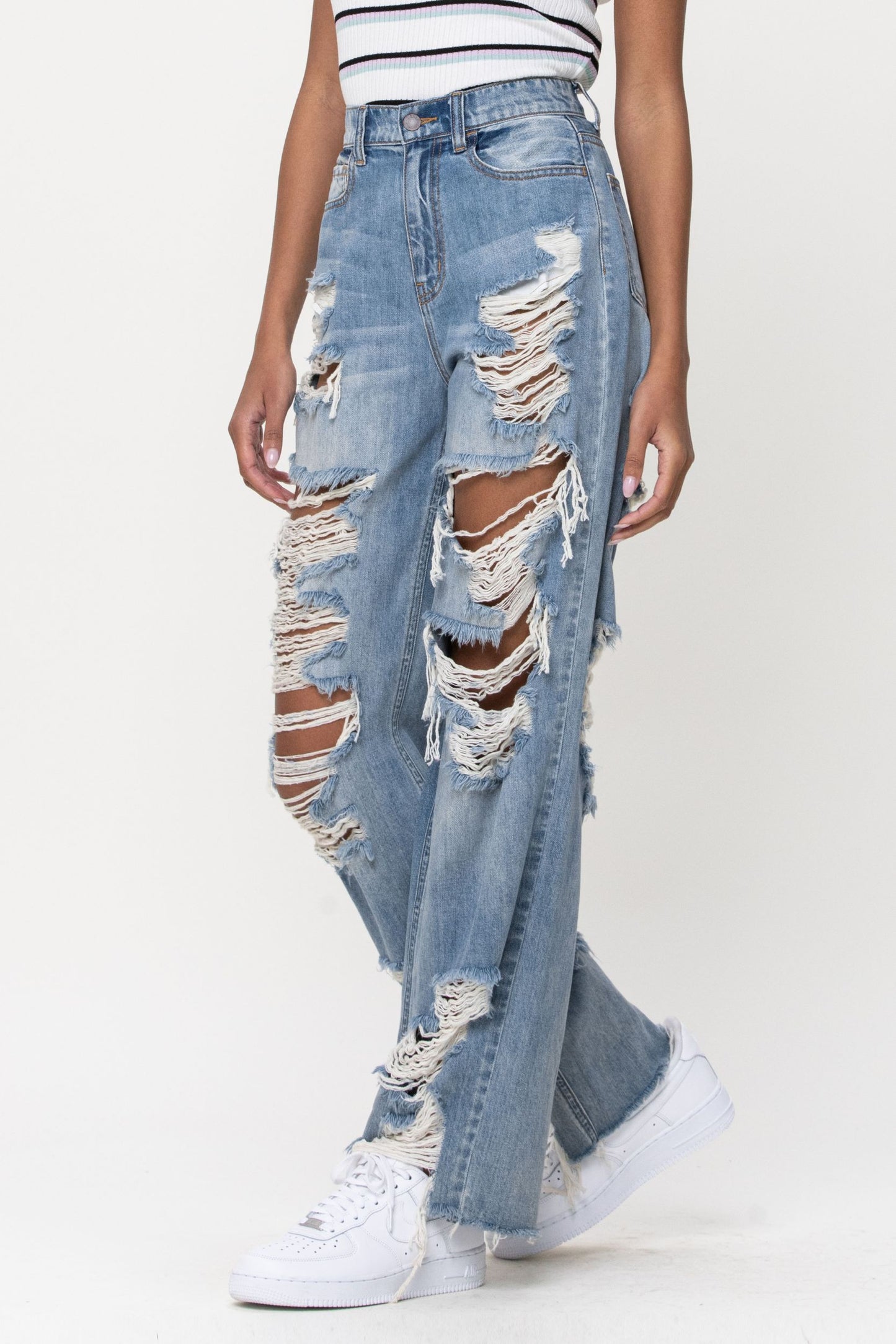 High Rise Wide Leg Jean Pants