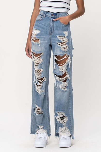 High Rise Wide Leg Jean Pants