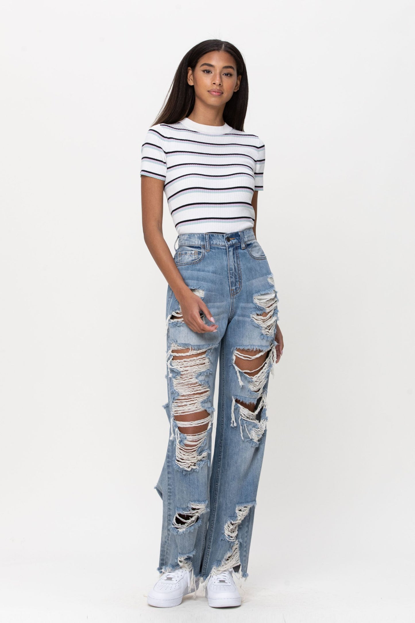 High Rise Wide Leg Jean Pants