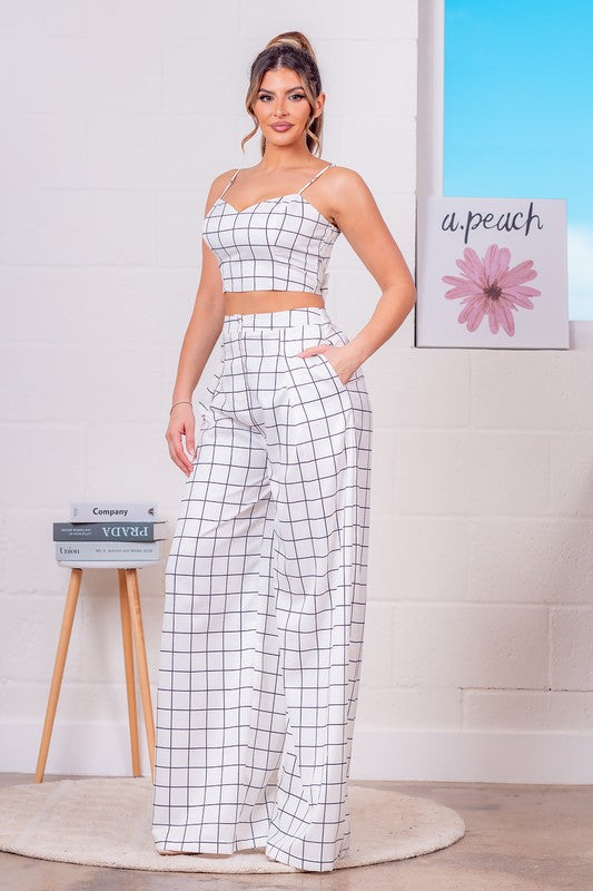 PLAID CROP TOP AND PANTS SET