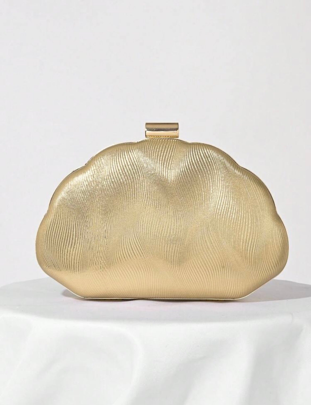 SEASHELL PU LEATHER BOX SHAPED EVENING CLUTCH BAG