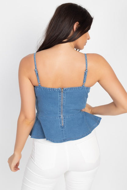 DENIM PEPLUM TOP