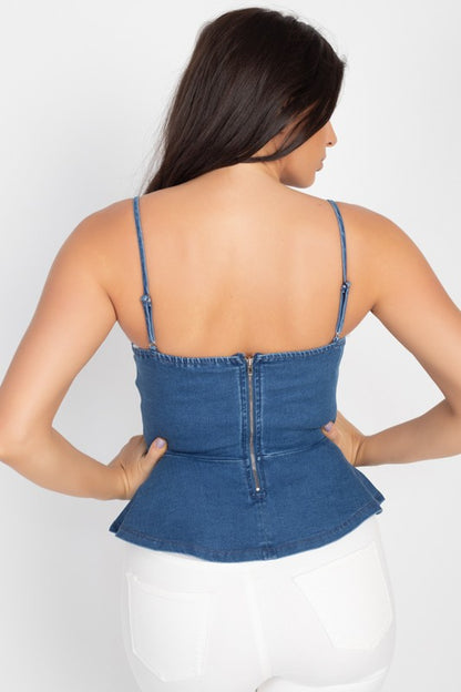 DENIM PEPLUM TOP