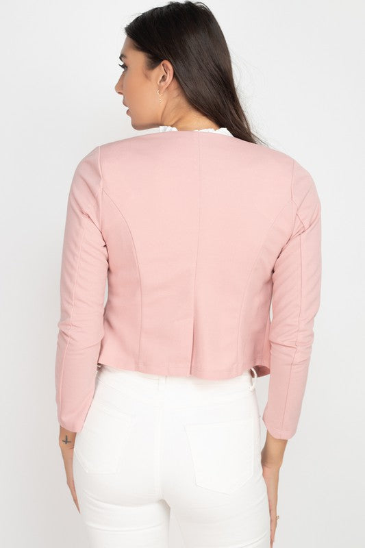 Side Zip Cropped Blazer Jacket