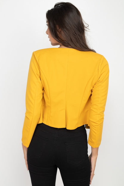 Side Zip Cropped Blazer Jacket