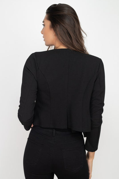 Side Zip Cropped Blazer Jacket