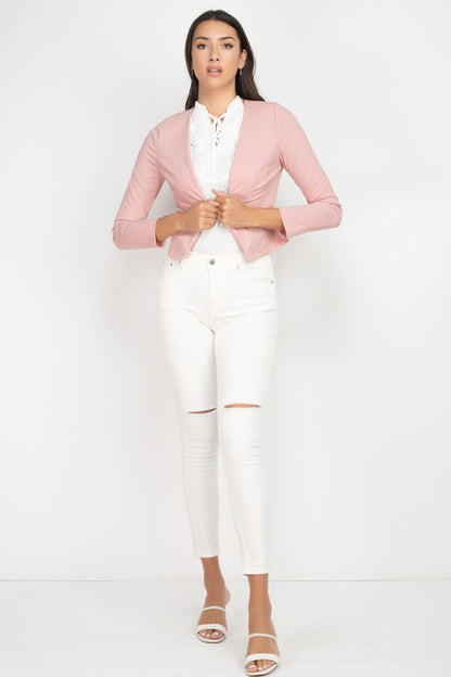 Side Zip Cropped Blazer Jacket