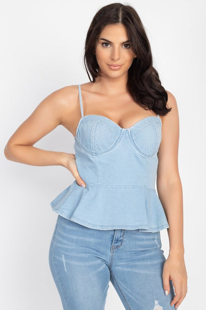 DENIM PEPLUM TOP