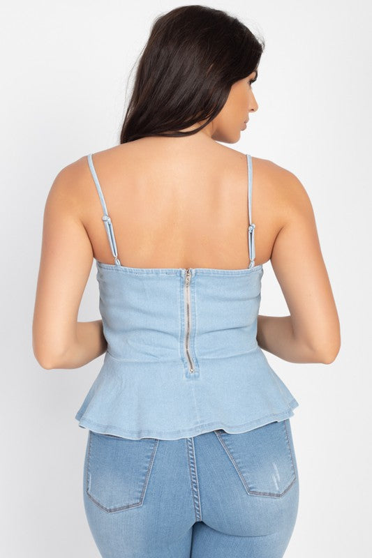 DENIM PEPLUM TOP