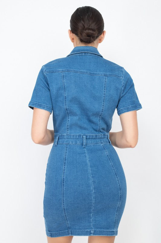 DENIM JEWEL MINI DRESS