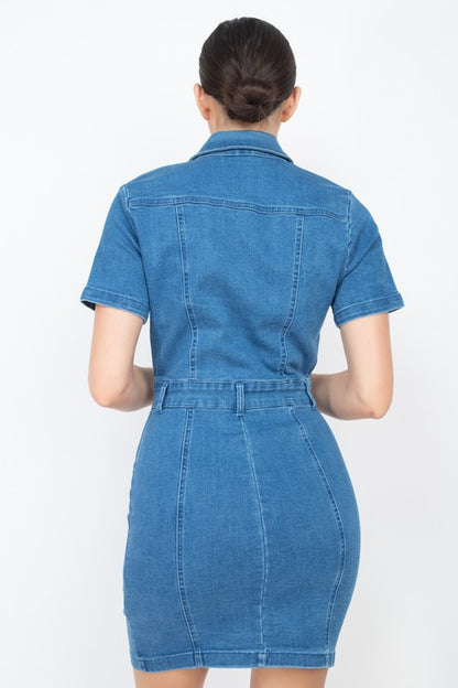 DENIM JEWEL MINI DRESS