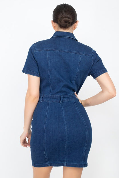 DENIM JEWEL MINI DRESS