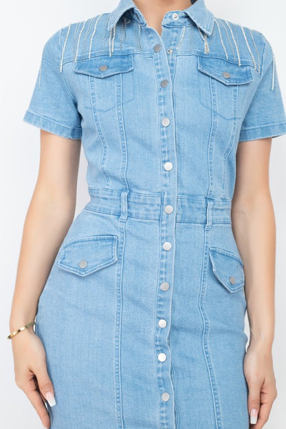 DENIM JEWEL MINI DRESS