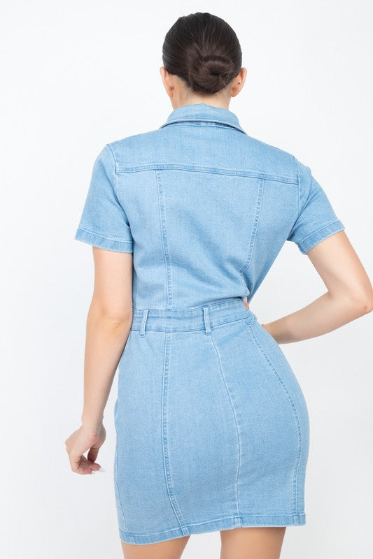 DENIM JEWEL MINI DRESS