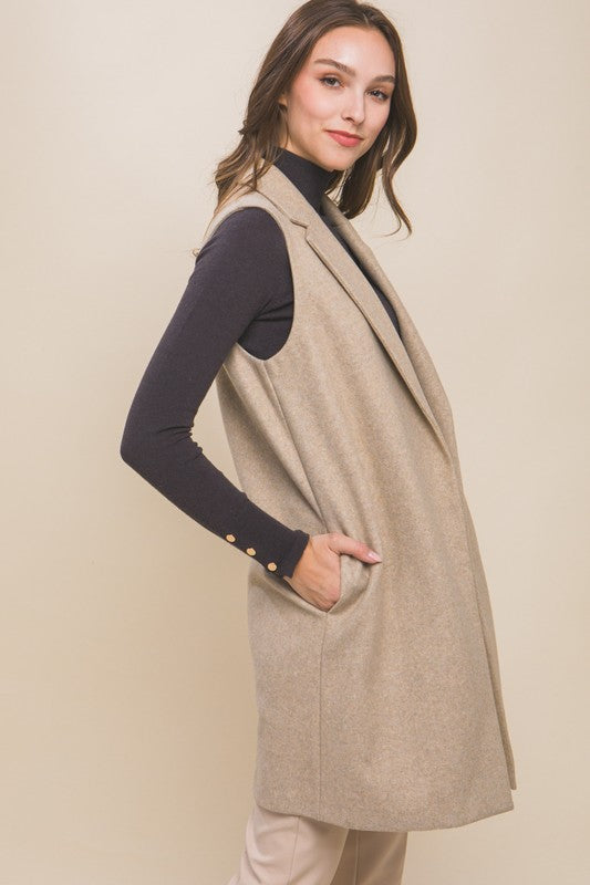 FLEECE LONG LINEN VEST