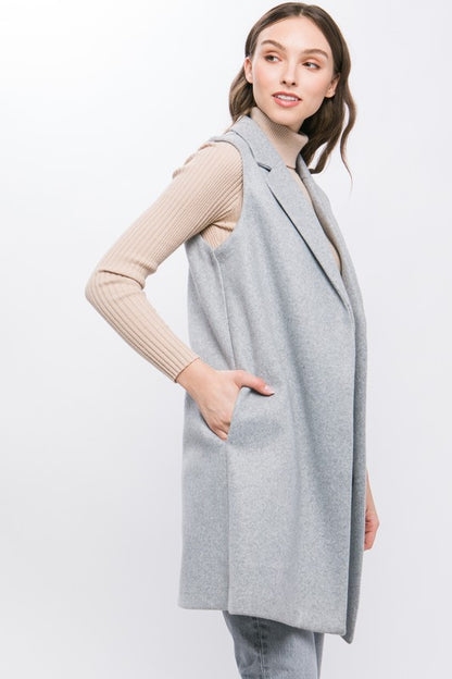 FLEECE LONG LINEN VEST