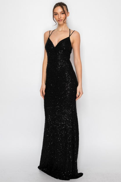 BEADED CORSET MESH MERMAID MAXI COCKTAIL DRESS