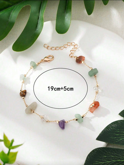 COLORFUL NATURAL STONE BEADED BRACELET
