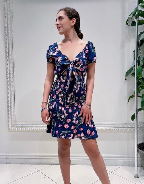 Tie Front Floral Dress