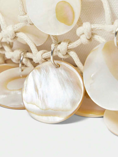 SHELL CROCHET TASSEL BEACH HANDBAG