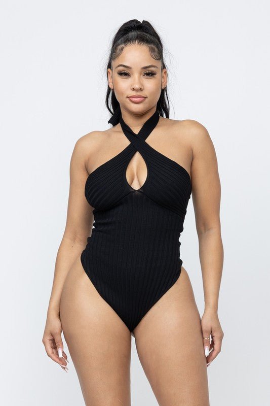 KNOT FRONT RIBBED BODYSUIT