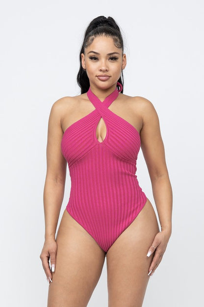 KNOT FRONT RIBBED BODYSUIT