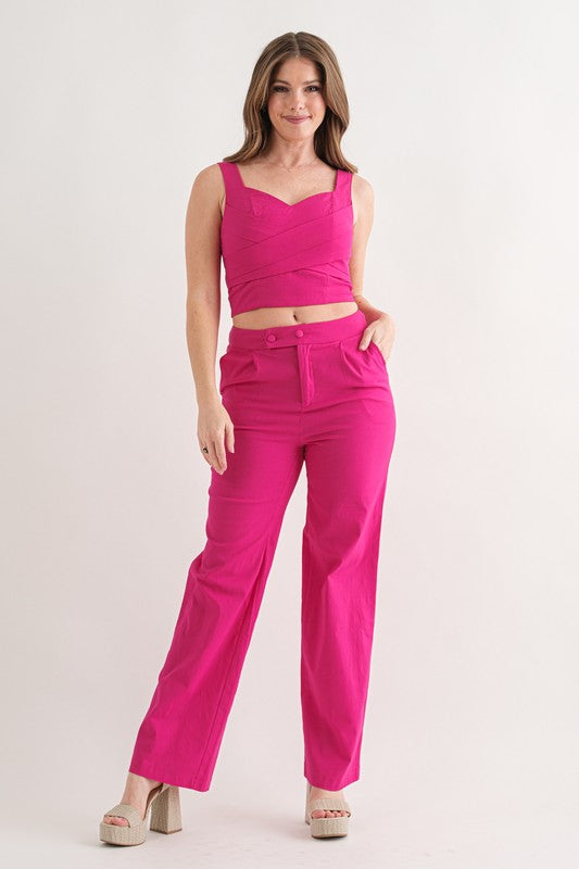 TWO-PIECE WIDE LEG JUMPSUIT