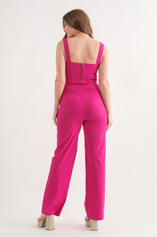 TWO-PIECE WIDE LEG JUMPSUIT