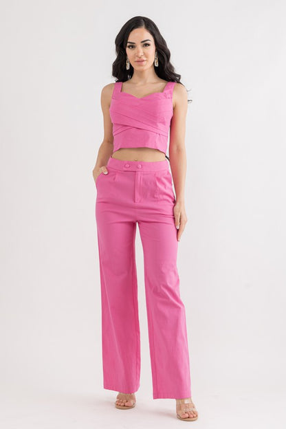 TWO-PIECE WIDE LEG JUMPSUIT