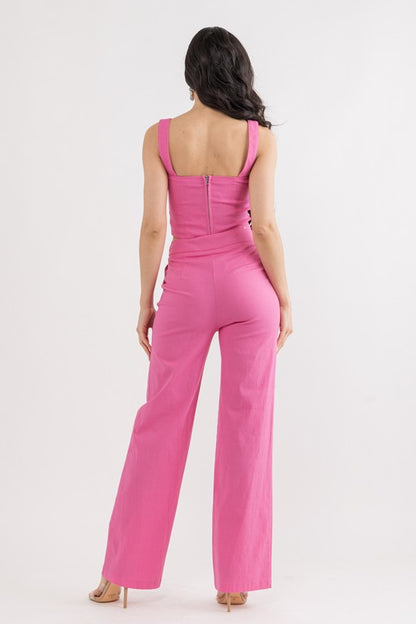 TWO-PIECE WIDE LEG JUMPSUIT