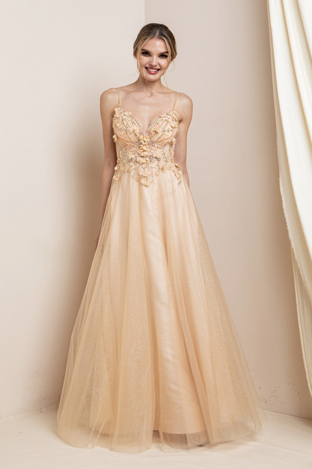 3d Floral A-line Maxi