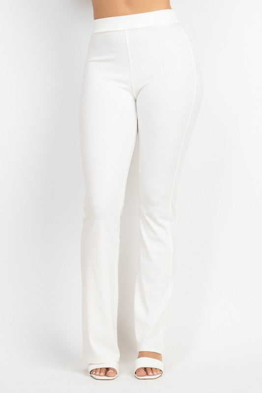 Rib Fit Flare Solid Pants