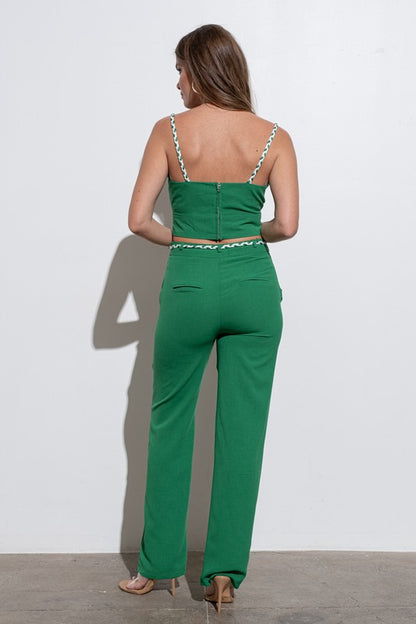 BRAIDED SPAGHETTI STRAPS TWO-PIECE JUMPSUIT