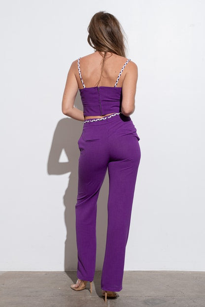 BRAIDED SPAGHETTI STRAPS TWO-PIECE JUMPSUIT