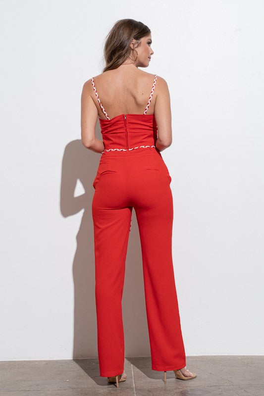 BRAIDED SPAGHETTI STRAPS TWO-PIECE JUMPSUIT