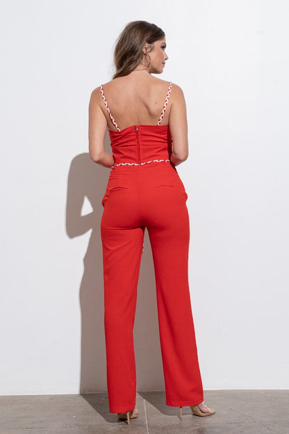 BRAIDED SPAGHETTI STRAPS TWO-PIECE JUMPSUIT