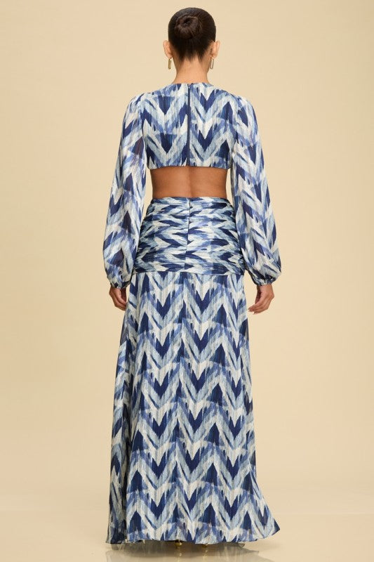 BRIELLE HOTFIX CHIFFON MAXI DRESS