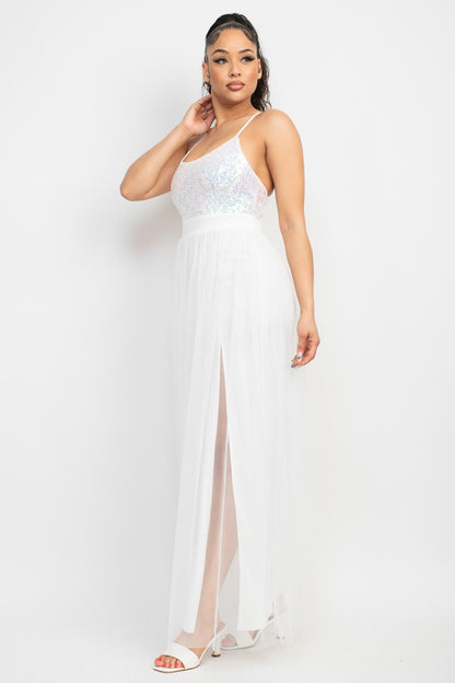 SQUINNED TOLL MAXI DRESS