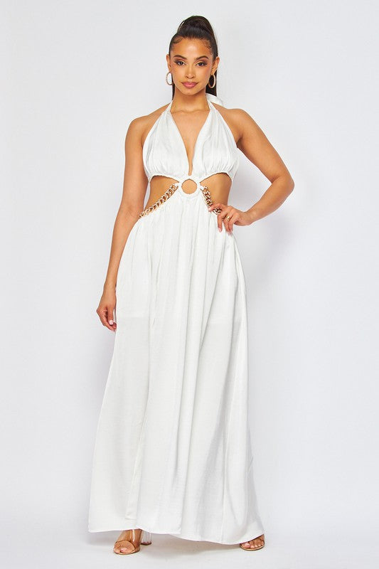 HALTER NECK MAXI DRESS WITH CUTOUTS