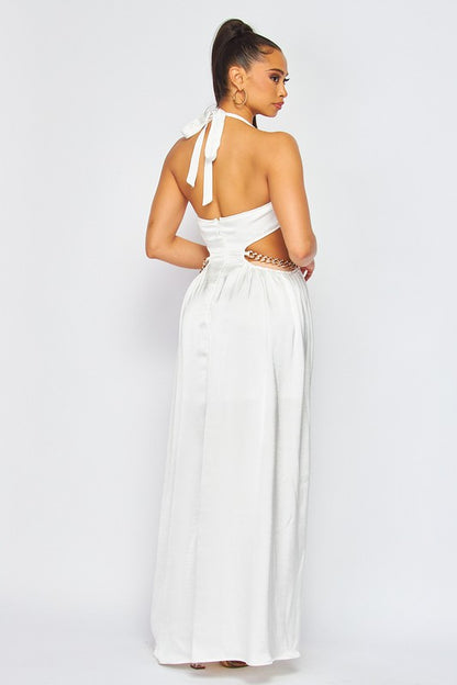 HALTER NECK MAXI DRESS WITH CUTOUTS