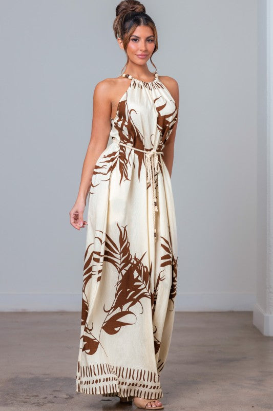 ROUND NECK BEADED DETAIL JUMPSUIT