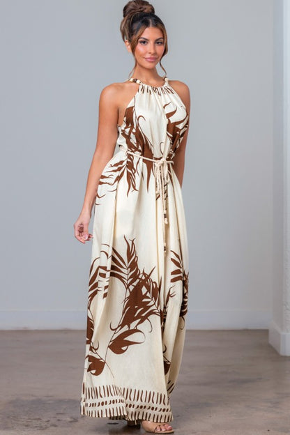 ROUND NECK BEADED DETAIL JUMPSUIT