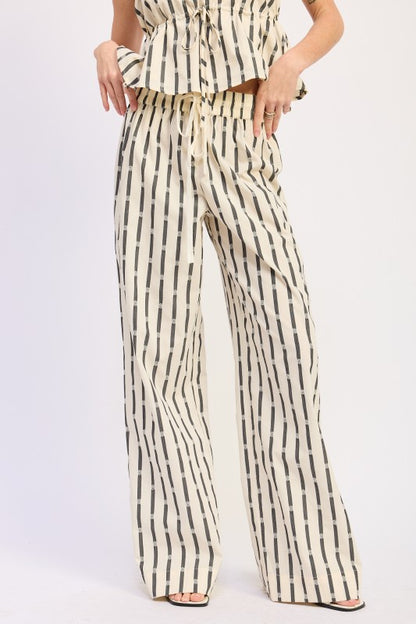 STRIPED TUBE TOP WITH FRONT TIE & PANTS SETS