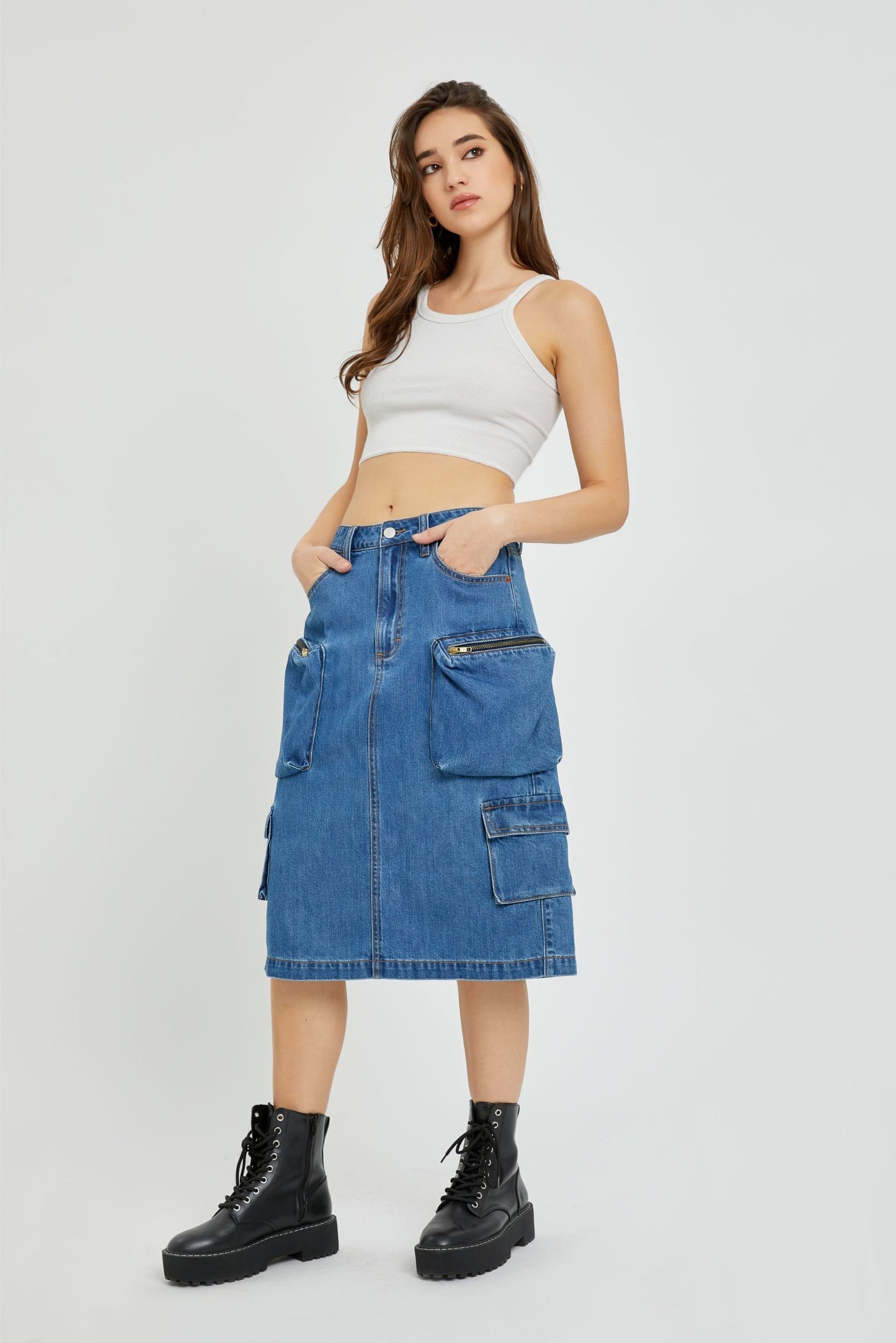 Y2K MIDI CARGO SKIRT