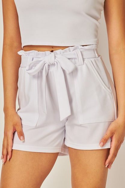 CREPE PAPERBAG BOW TIE CASUAL SHORTS