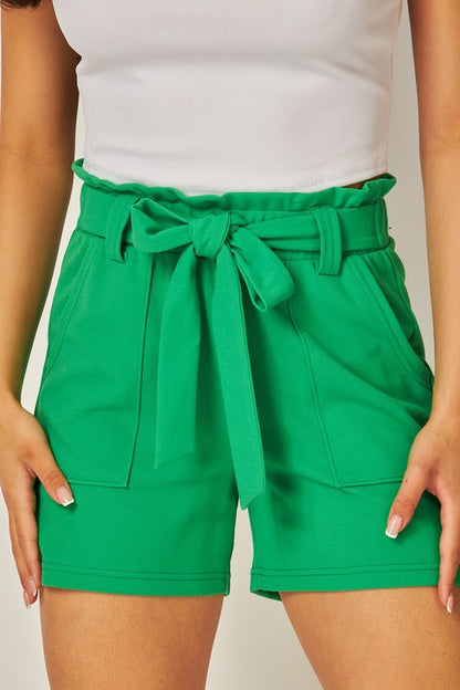 CREPE PAPERBAG BOW TIE CASUAL SHORTS